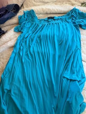 New York & Company Turquoise Off-Shoulder Tunic